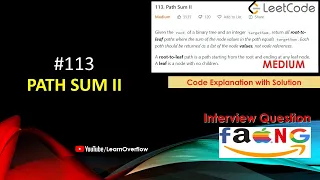 Path Sum II LeetCode 113 Microsoft Interview Question Binary Tree LearnOverflow