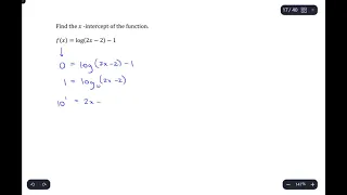 Logarithms Finding x-Intercept