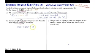 Function Notation Word Problem