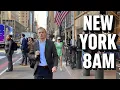 Does Anyone Smile in NYC Lexington Park Ave 8AM Walk 4K