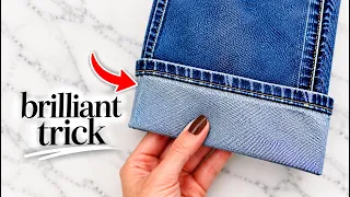 Genius Hack to Fix Long Baggy Pants in 10 Seconds Without a Taylor ❌ no sewing machine ❌