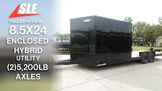 8 5x24 Hybrid Enclosed Trailer V-Nose 2 7 000lb Axles Storage