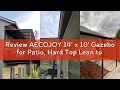 Review AECOJOY 14 x 10 Gazebo for Patio Hard Top Lean to Gazebo Pergola with Roof 140 Sq Ft Shad