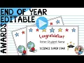 End of Year Award Certificates Editable