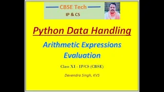 Arithmetic Expressions Evaluation Python Data Handling - Lecture 3