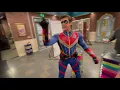 Breaking Captain Man berates his crew on the set of Danger Force