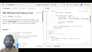 LeetCode 209 Minimum Size Subarray Sum Sliding Window Explained in 6 Minutes Python