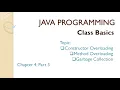 Java Programming Chapter 4 Part 3 Class Basics Overloading Garbage Collection