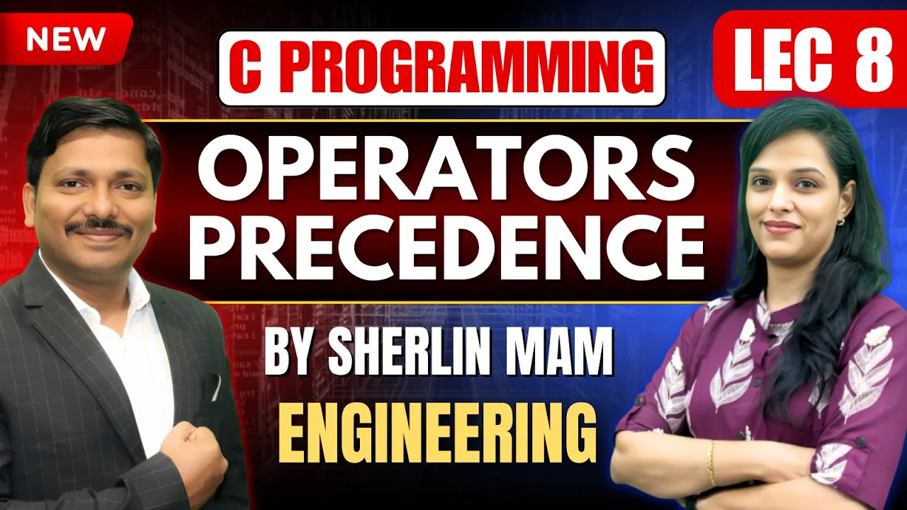 Operators Precedence & Associativity in C Programming | Expressions Explained | Lec 8 | Sherlin Mam