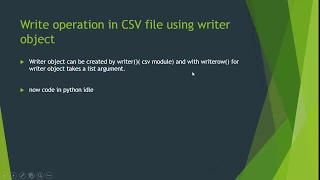 Write operation in CSV file python part 3