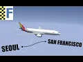 FlightGear FULL FLIGHT LAPSE from Seoul to San Francisco OZ212 Asiana Airlines B777-200ER