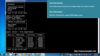 Structured Query Language Tutorial SQL Part 36 AVG Function Command Prompt CMD