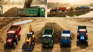New JCB 3DX Heavy Loading in MAN Dumper Truck & Swaraj Tractor | Tractor Cartoon