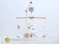 Mobile musical en bois Lapin Bonbon taupe - Doudou & Compagnie - Berceaumagique.com
