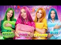 Download Lagu Pink vs Blue vs Yellow Vs Green Girl! Sleepover With One Color Challenge