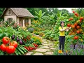 Lagu Peaceful Slow Living | Harvesting Organic Tomatoes \u0026 Vegetables in a Small Garden