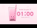 1 Minute Timer 4K Pink Boba Break Aesthetic No Music