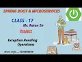 Spring Boot Microservices class-17 C PROJECT class-7 Exception Handling Mr RATAN SIR