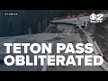 Teton Pass in Wyoming is closed This WYDOT drone shows you why
