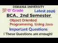 Object Oriented Programming Using Java Important Questions BCA 2nd Semester Osmania University