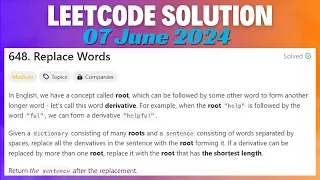 LeetCode Problem 648 Replace Words C Language 07 June 2024 Heap String Map