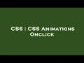 CSS CSS Animations Onclick