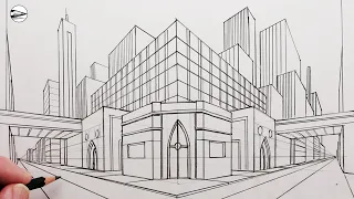 See How to Draw a City using Two-Point Perspective Fast
