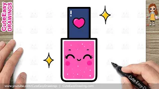 How to Draw a Cute Nail Polish Easy | Kawaii Nail Paint Drawing for Kids and Toddlers!