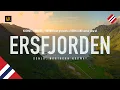 Ersfjorden in Senja of Norway slow tv aerial view