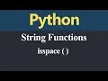 isspace String Function in Python Hindi