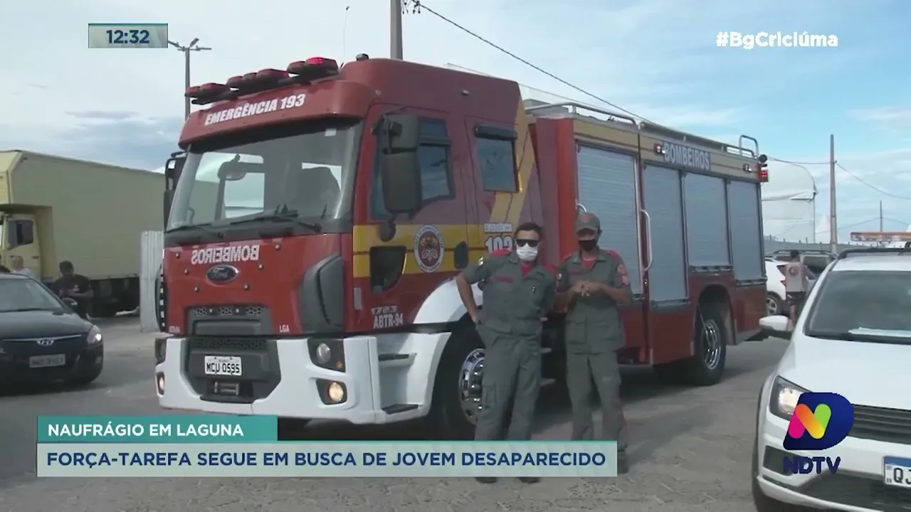 Força-tarefa segue buscas por jovem desaparecido em naufrágio em Laguna