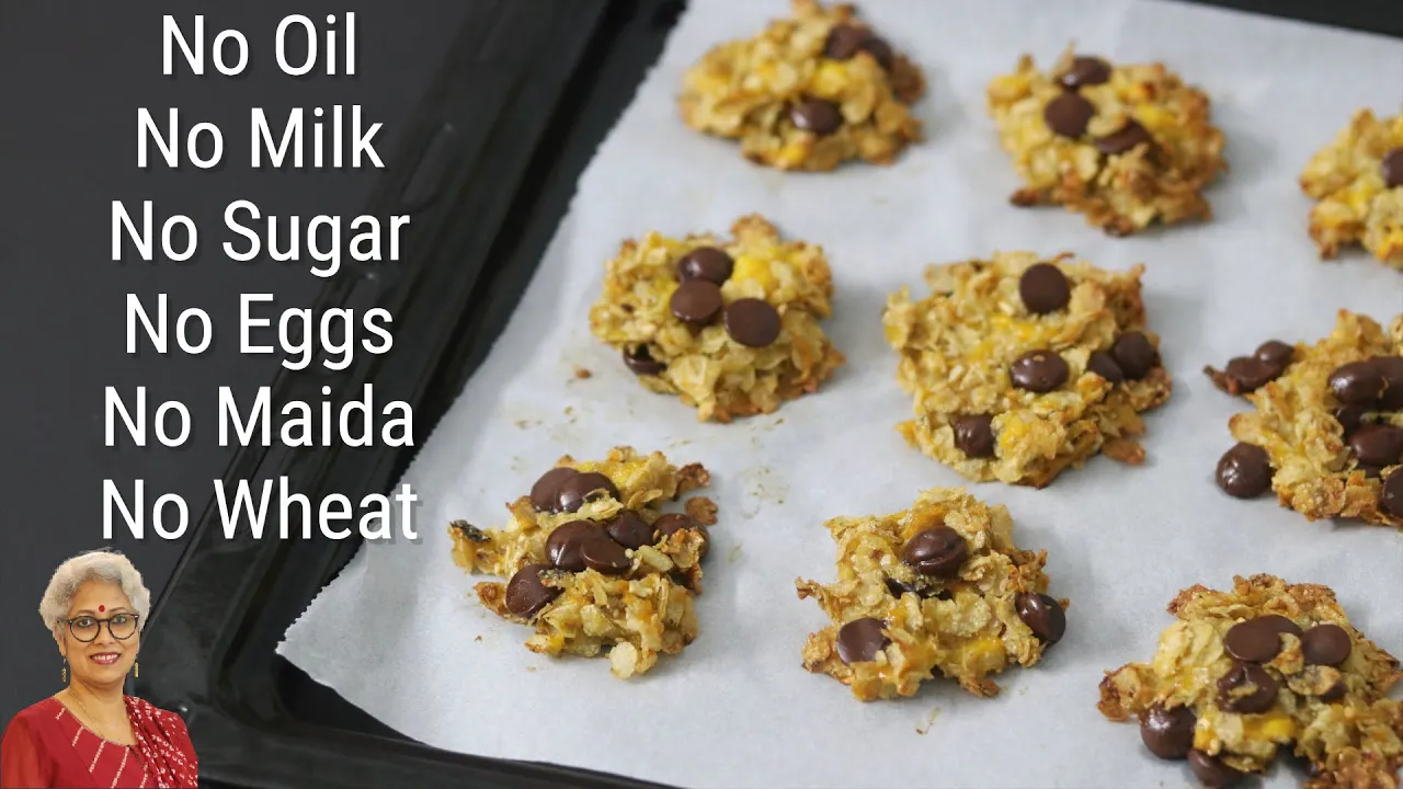 Jowar Chocolate Chip Cookies - No Sugar - No Oil - No eggs - Gluten Free & Vegan   Skinny Recipes