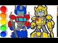 How to Draw Bumble Bee Optimus Prime Transformers Coloring Pages