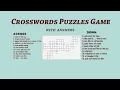 crosswords puzzle game with answers English Vocabulary