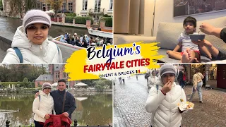 I Tried Belgian Waffles 🧇 on a Rainy Day | A Day Trip from Brussels to Ghent & Bruges, Belgium 🇧🇪