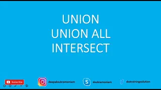 OPERATORS UNION UNION ALL INTERSECT Tamil in 3 minutes SQL DEVELOPER