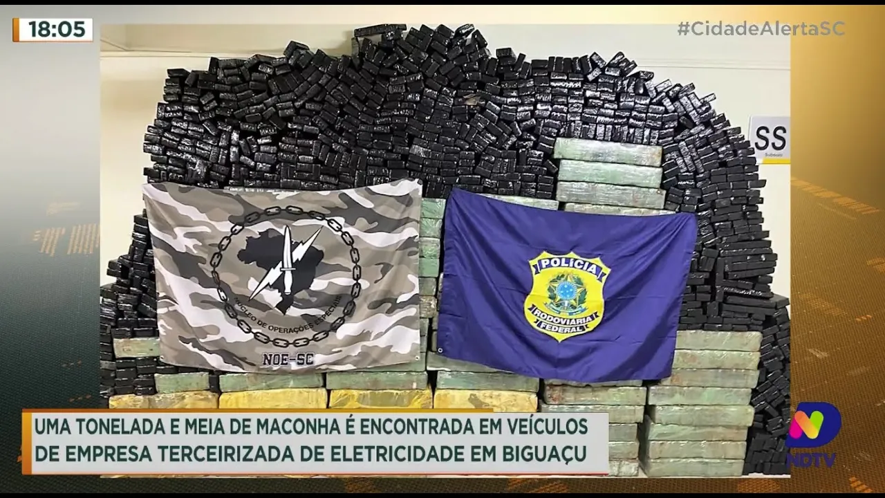Uma tonelada e meia de maconha é encontrada em veículos de empresa terceirizada em Biguaçu
