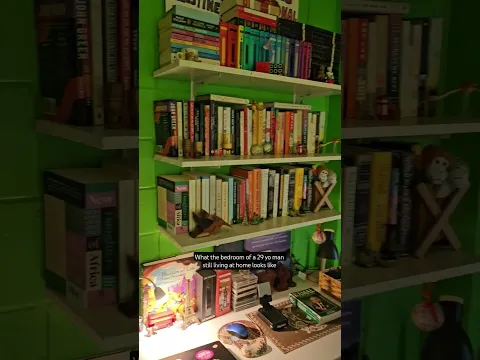 My bedroom rn. Hoping to install some new shelves soon! #smallspaceliving #bedroom #books