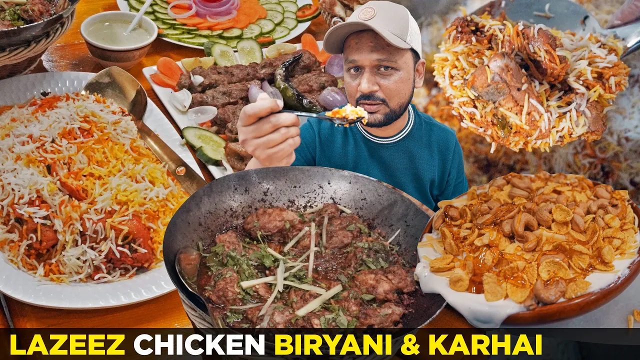 Lazeez Chicken Biryani, Karhai, Chandan Kabab   Traditional  Food Areeka and Muttabaq in Jeddah