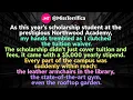 As this year s scholarship student at the prestigious Northwood Academy my hands trembled