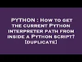 PYTHON How to get the current Python interpreter path from inside a Python script