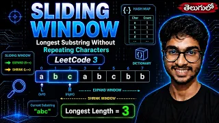 Sliding Window Leetcode 3 Longest Substring Without Repeating Characters DSA Series Telugu