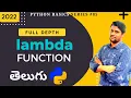 Lambda Function In Python In Telugu Python Lambda Function Python Tutorial For Beginners