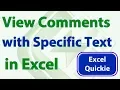 Find and View All Comments with Specific Text in Excel - Excel Quickie 5