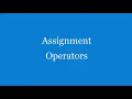 Java Basic 8 - Assignment Operators