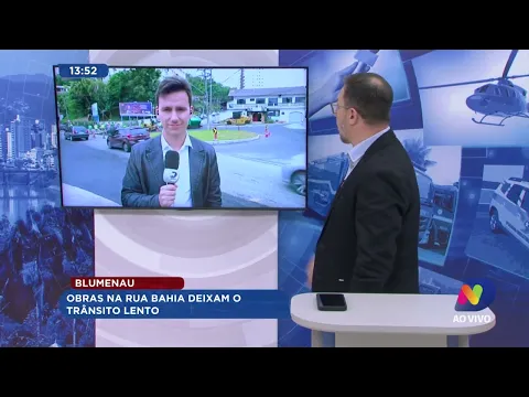 Trânsito: obras na rua Bahia em Blumenau deixam fluxo de veículos lento