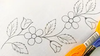 Borderline Stitch by Hand Embroidery Saree Kurti Lehanga Dupatta #370,ফুলকারি বর্ডারলাইন হাতের সেলাই