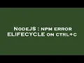 NodeJS npm error ELIFECYCLE on ctrl c