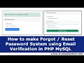 How to make Forgot Reset Password System using Email Verification in PHP MySQL