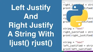 Left Justify And Right Justify A String With ljust rjust Python Tutorial